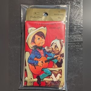 Vintage 1960's Carlton Cards - Cowboy Western Birthday Invitation Cards 10 Pack